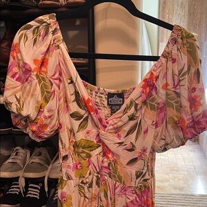 Angie Multicolor Floral Dress with Puff Sleeves